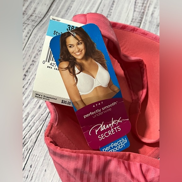 Playtex Secrets Perfectly Smooth Underwire T-Shirt Bra, Pink, 38C - Picture 3 of 7